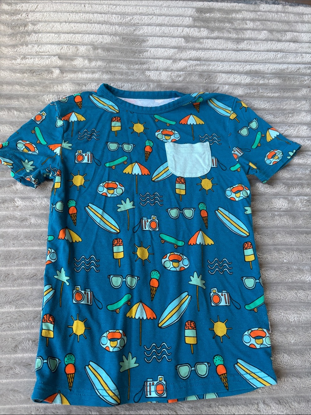 Little Sleepies Blue Surf & Summer Print Rashguard with Light Blue Pocket